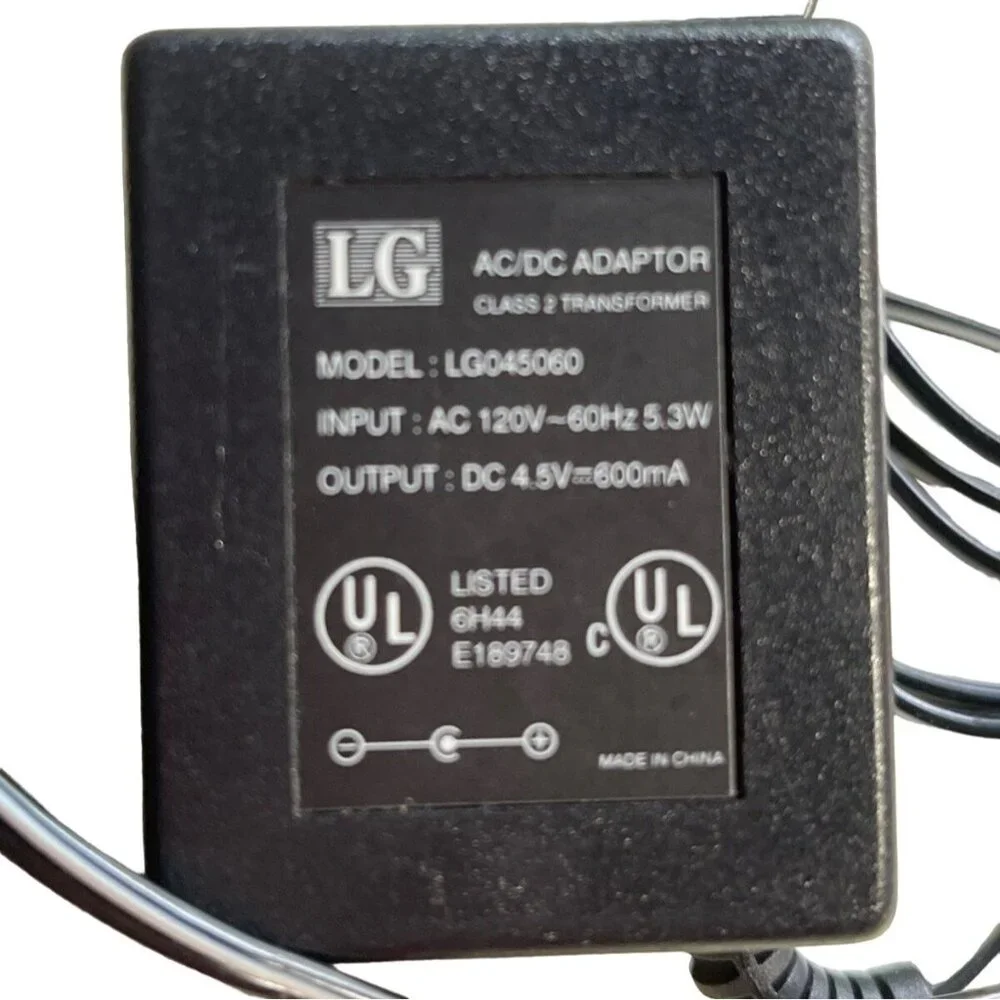 LG LG045060 AC DC Adapter 4.5V / 600mA Power Supply Charger Class 2 Transformer